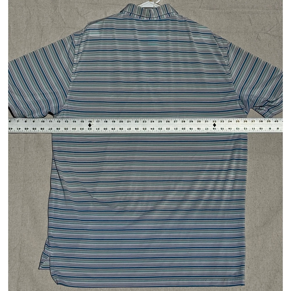 Peter Millar Scotty Cameron Summer Comfort Striped Polo Shirt Mens XL Blue Green - Picture 3 of 10